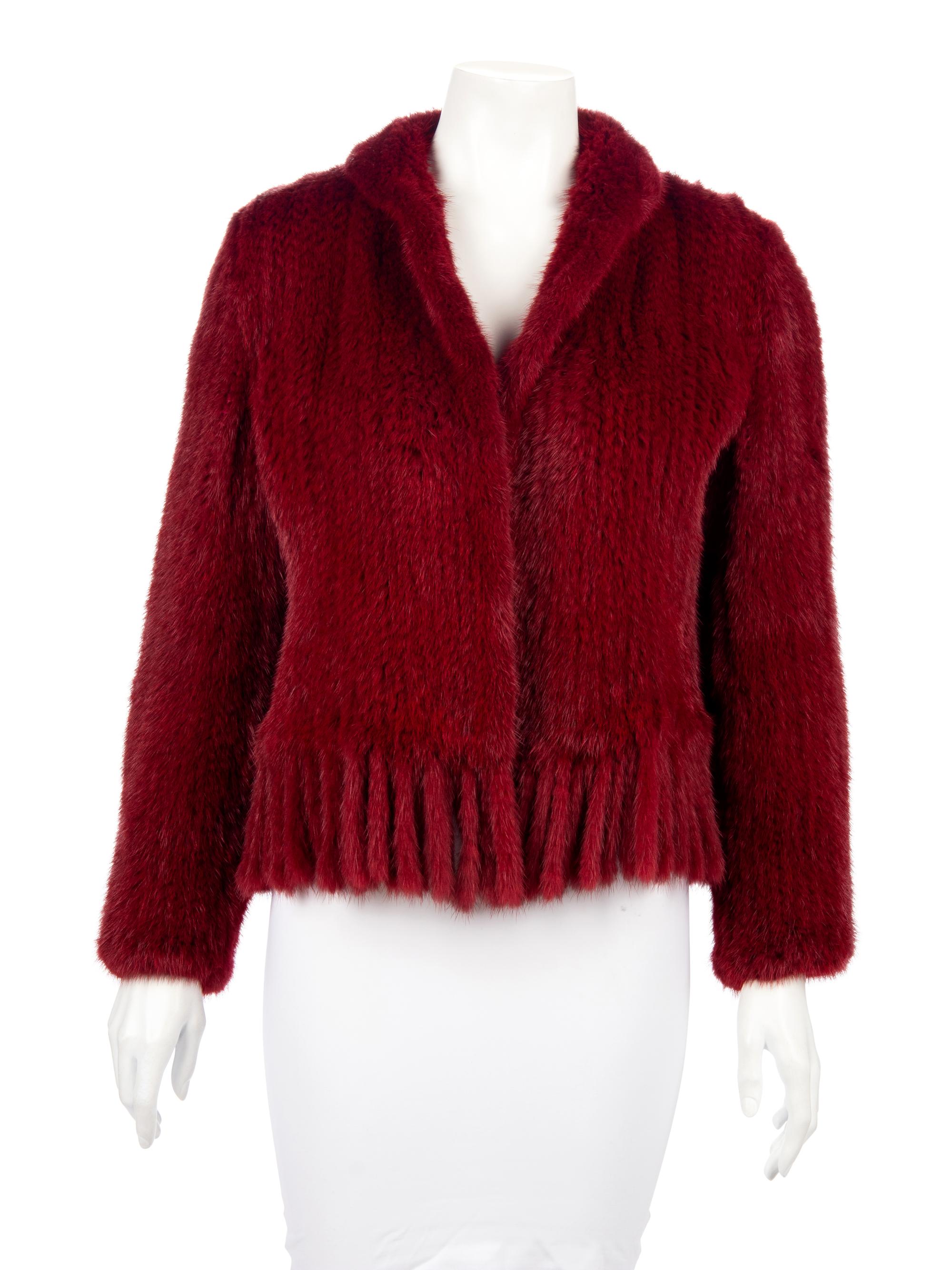 Valentino Red Mink Fur Jacket with Fringe, 1990-2000s