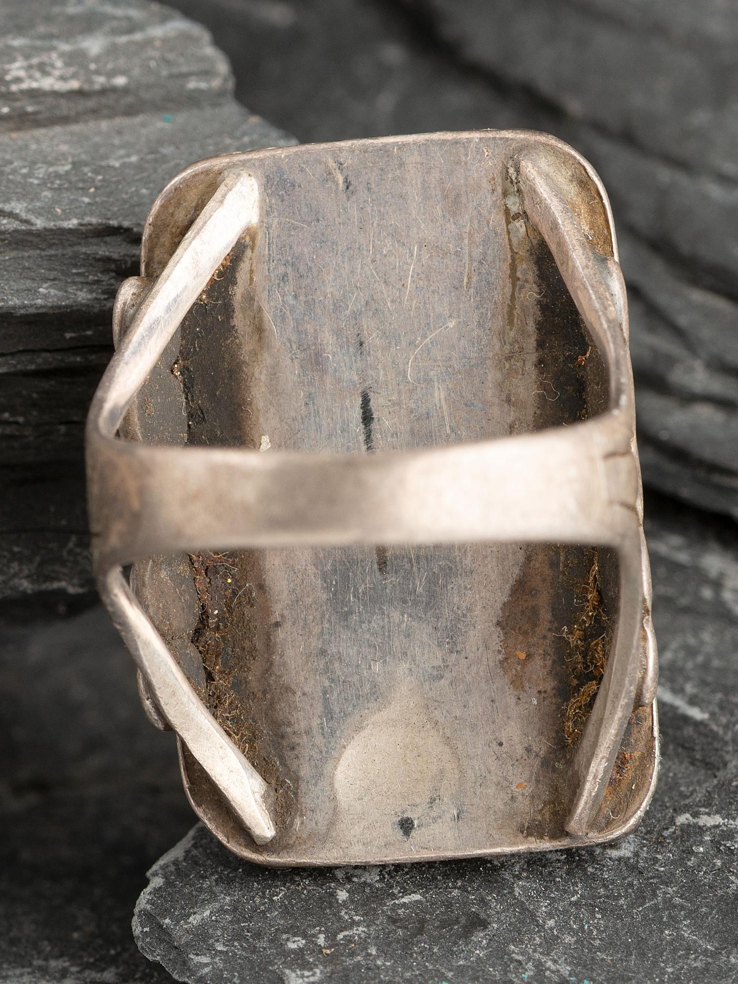 Early Navajo Split Shank Ingot and Turquoise Ring