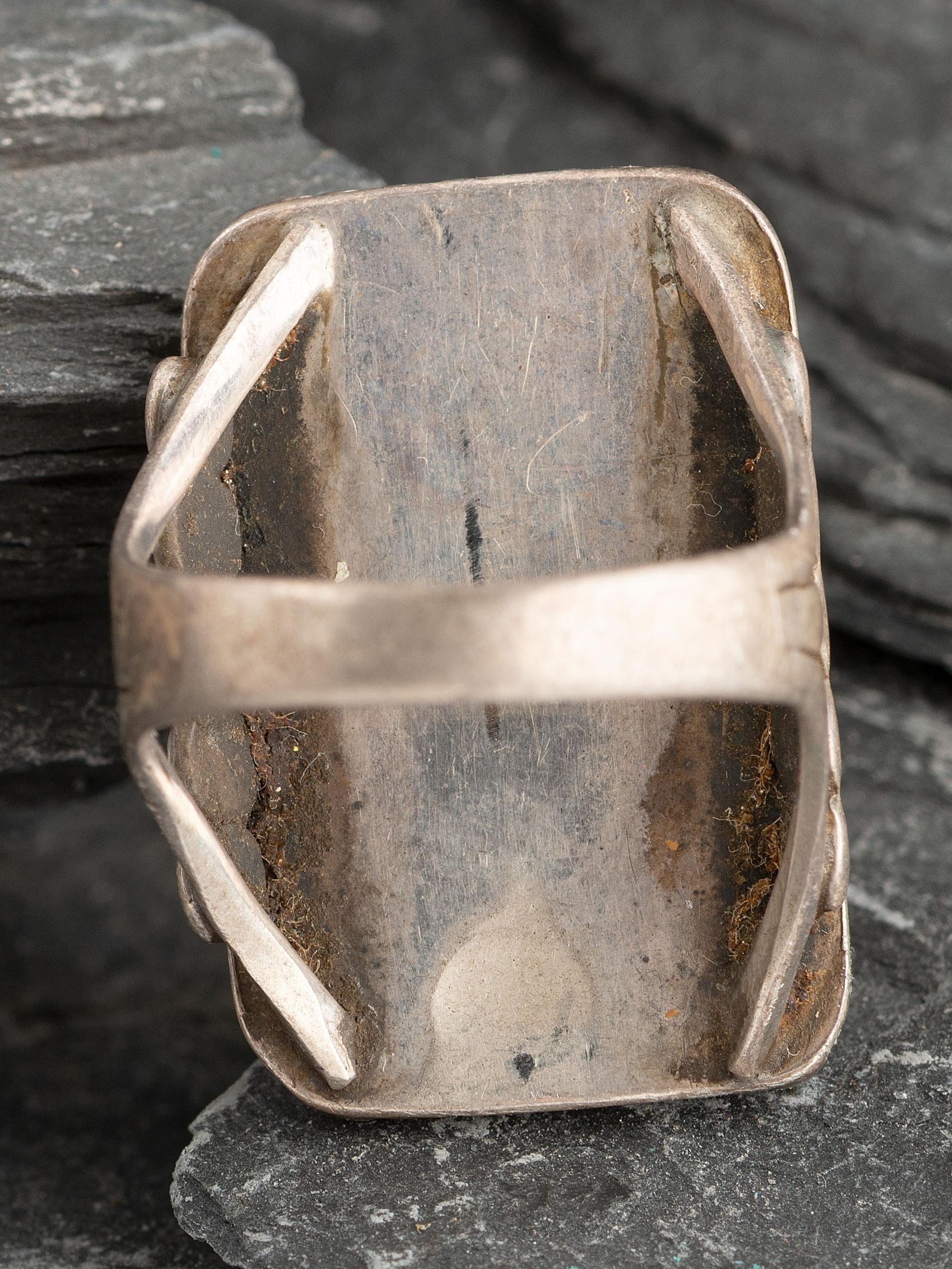 Early Navajo Split Shank Ingot and Turquoise Ring