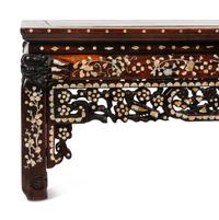 A Chinese Mother-of-Pearl Inlaid Rosewood Settee and a Low Table