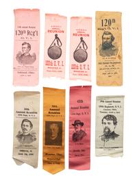 [CIVIL WAR]. A group of GAR ribbons, most for 120th Ohio Volunteer Infantry Reunions.
