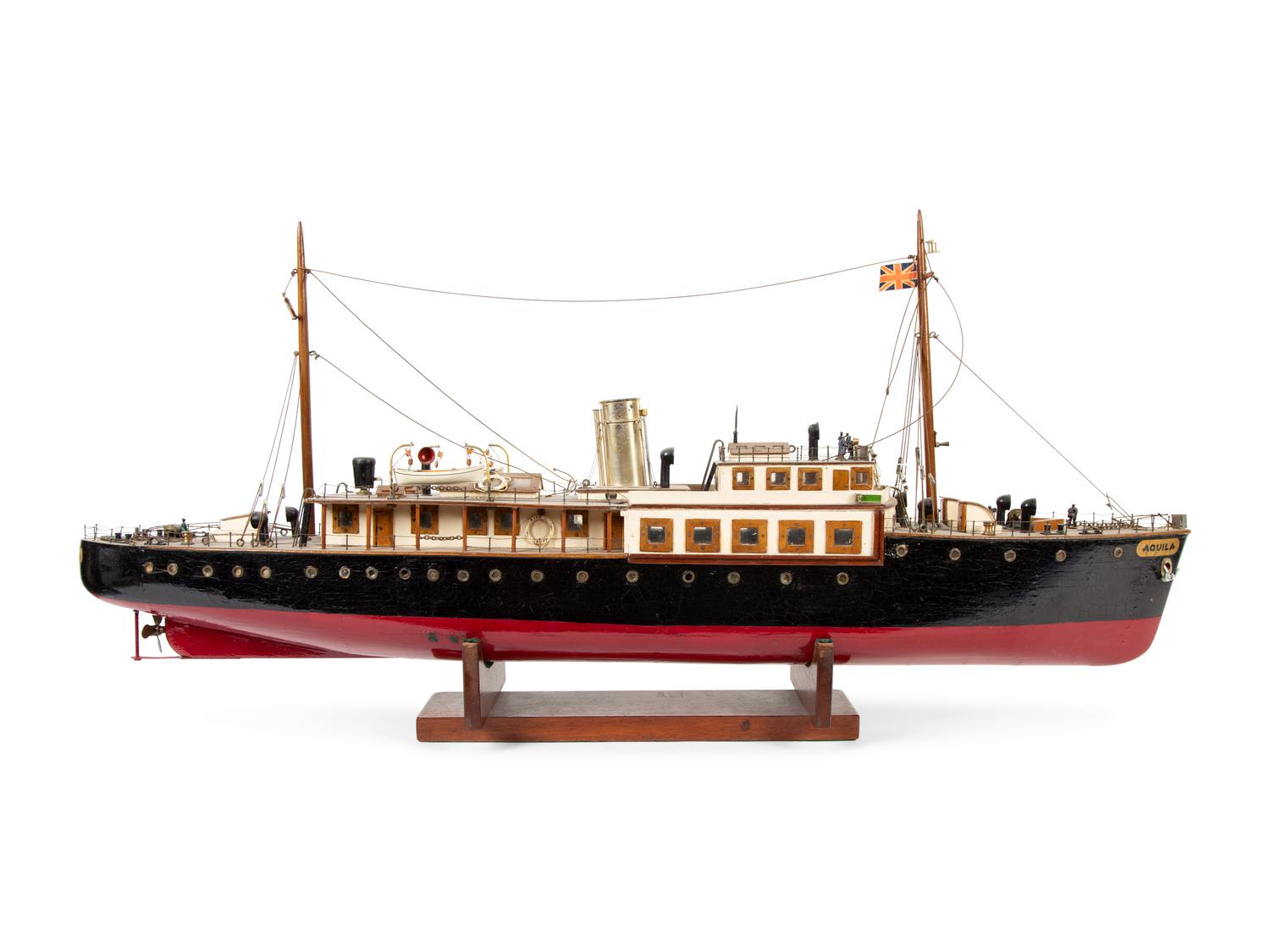 A Painted Wood Model of the Steam Boat Aquila