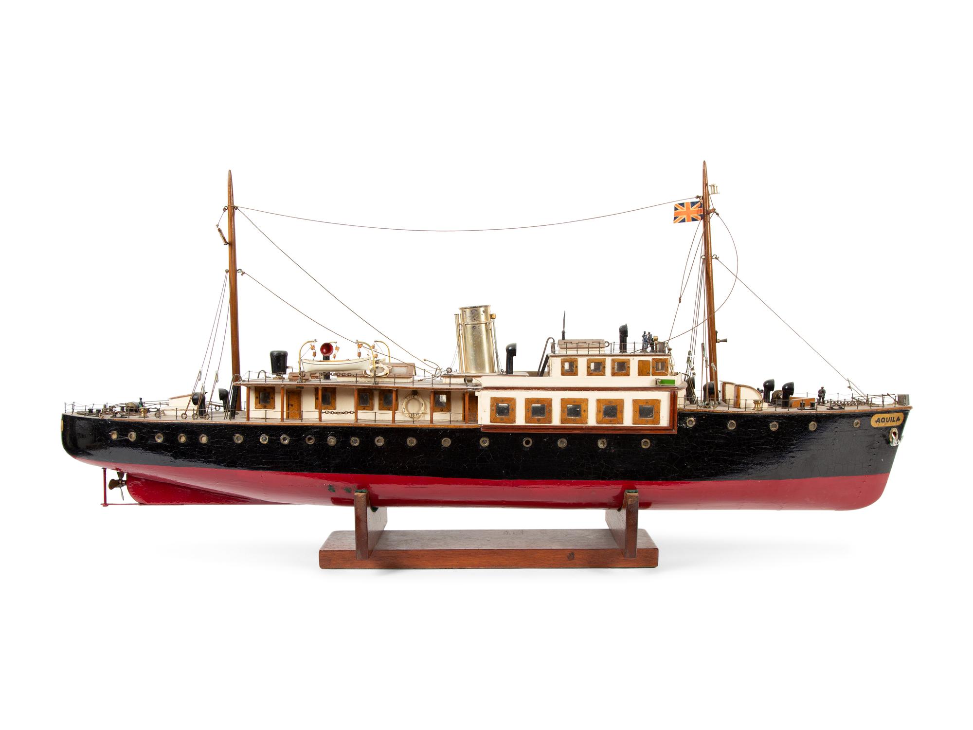 A Painted Wood Model of the Steam Boat Aquila