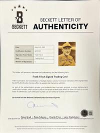 A Group of Frank Frisch Signed Autographs (Beckett Authentication Services)