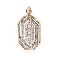 Diamond, Silver-Topped Gold, and Yellow Gold Pendant Brooch