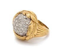 A Bicolor Gold and Diamond Ring, 9.20 dwts.