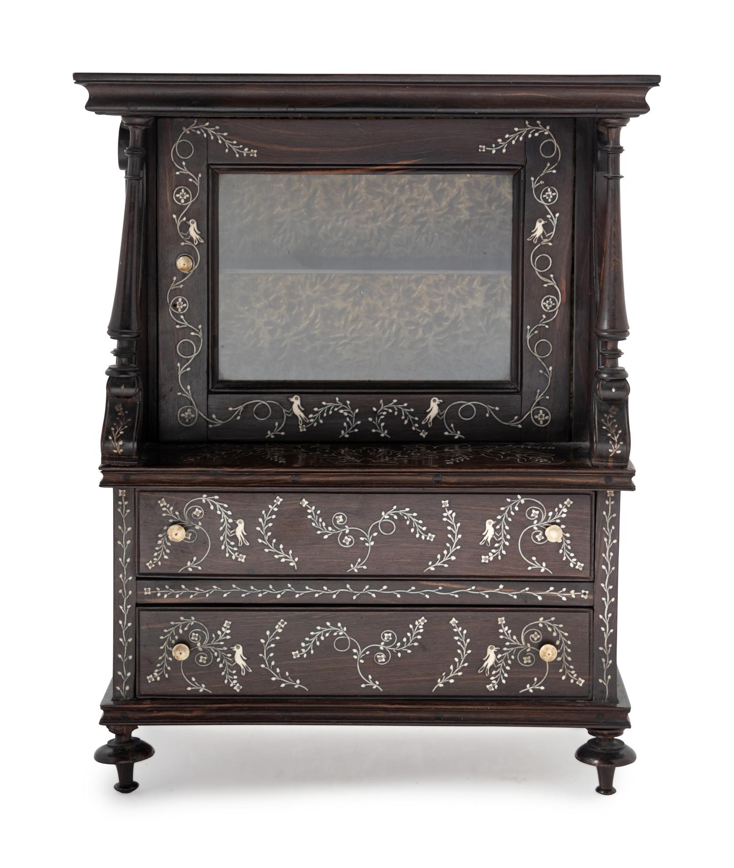 An Anglo-Indian Bone Inlaid Diminutive Bookcase