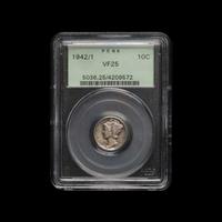 A 1942/1 Mercury 10c Coin (PCGS VF25)