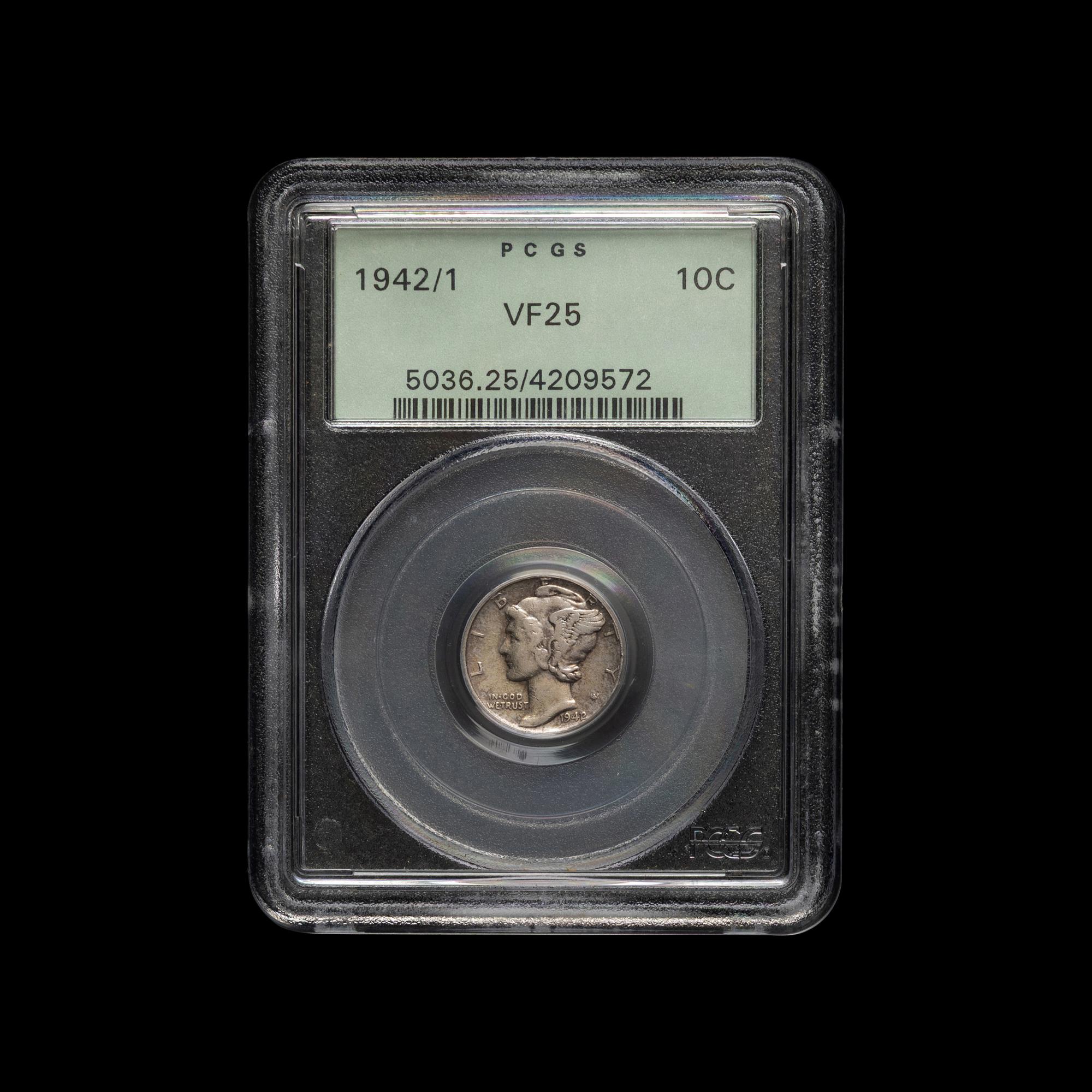 A 1942/1 Mercury 10c Coin (PCGS VF25)