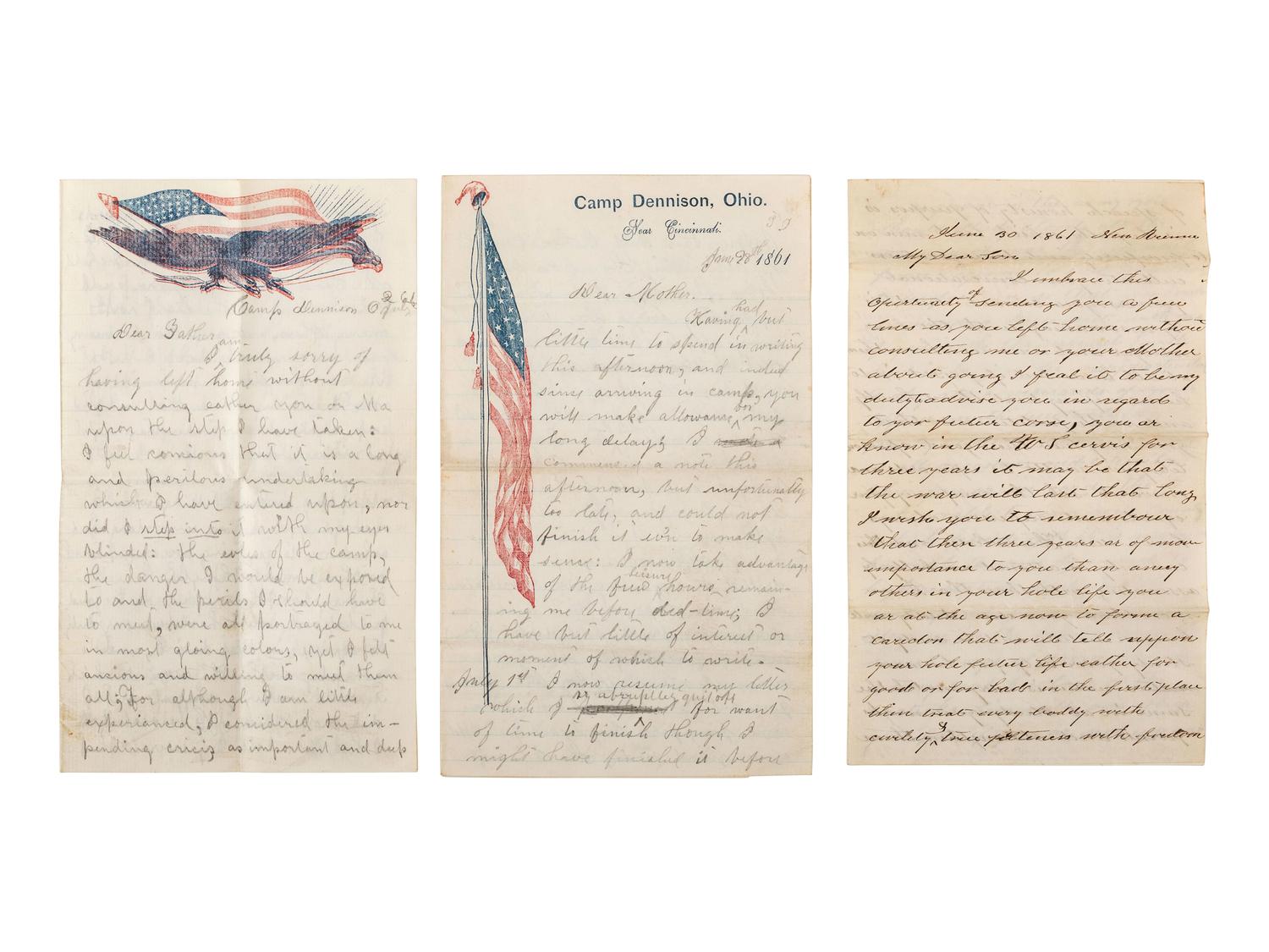 [CIVIL WAR]. Moore family letter archive related to the establishment of Camp Dennison, Ohio, and Private William B. Moore, 12th Ohio Volunteer Infantry.