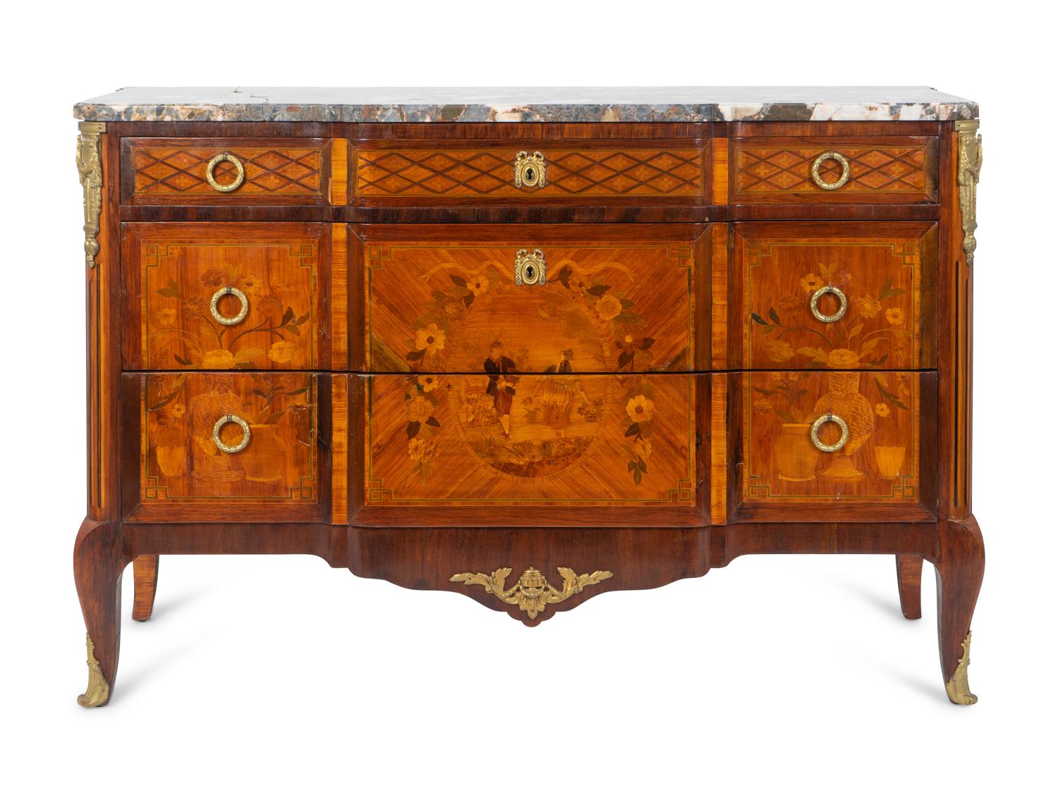 A Louis XVI Style Gilt-Bronze-Mounted Marquetry Commode — EARLY 20TH CENTURY