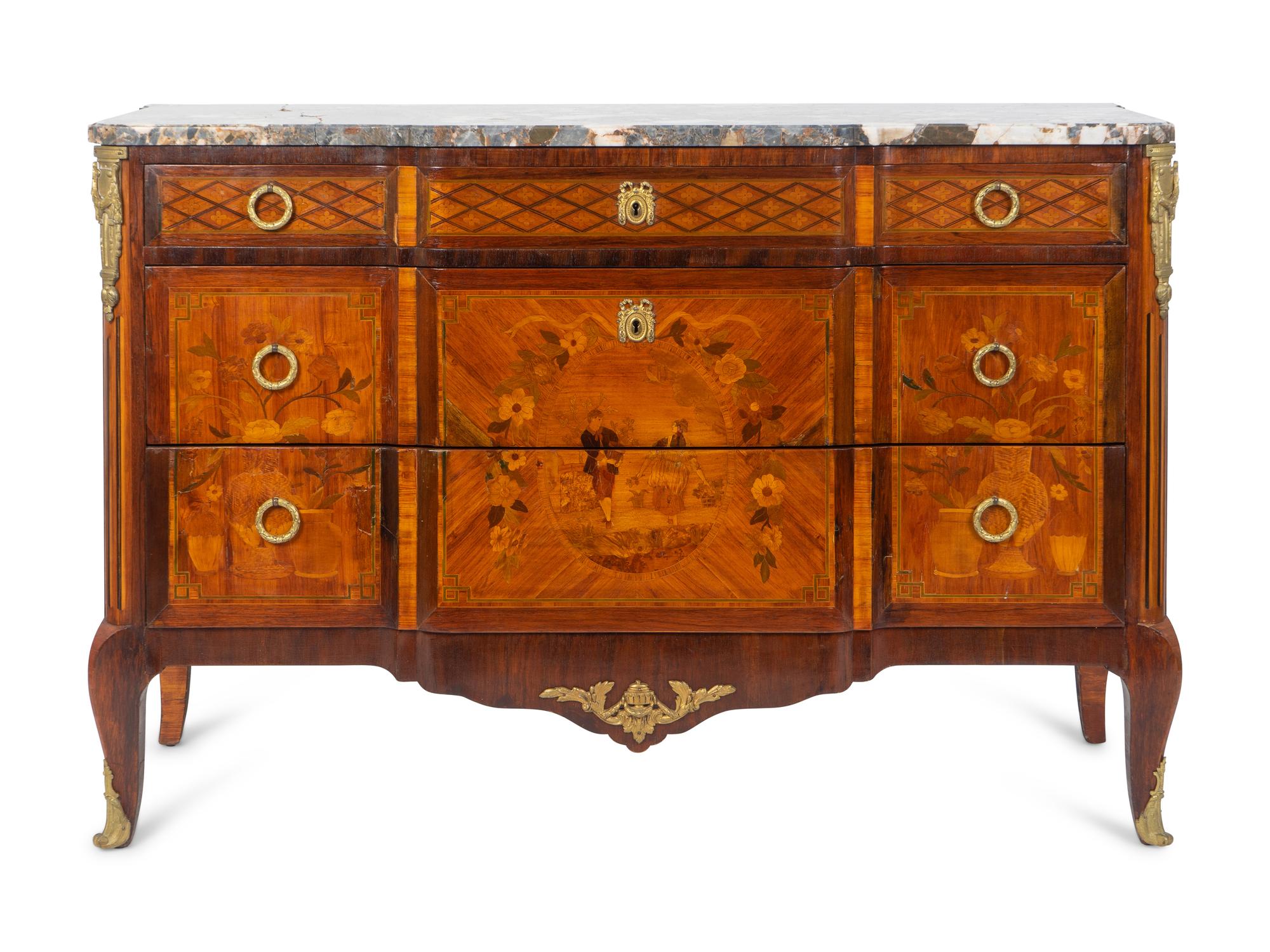 A Louis XVI Style Gilt-Bronze-Mounted Marquetry Commode — EARLY 20TH CENTURY