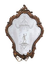 A Venetian Carved Wood and Etched Glass Mirror