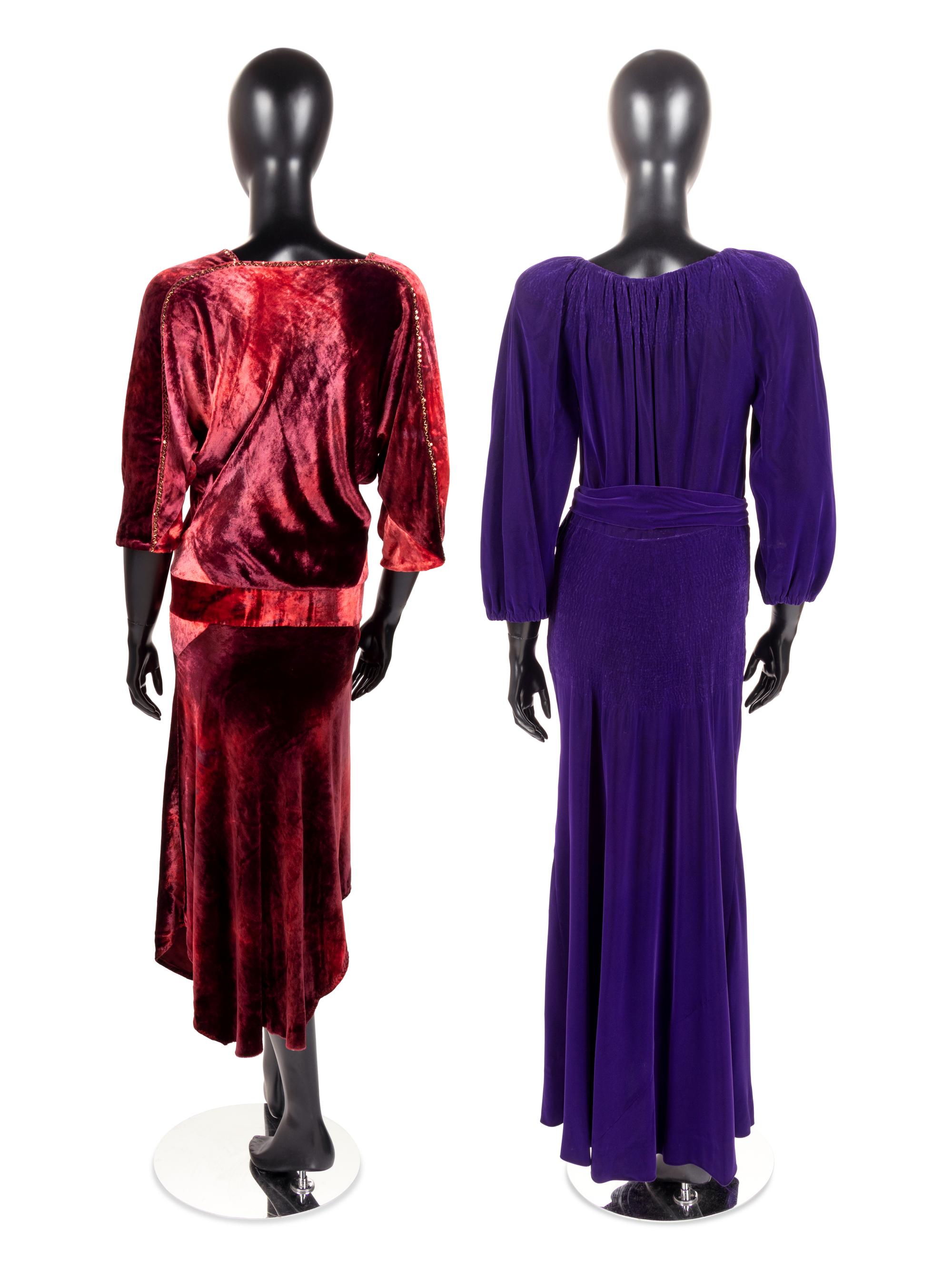 Two Velvet Evening Dresses, 1980s
