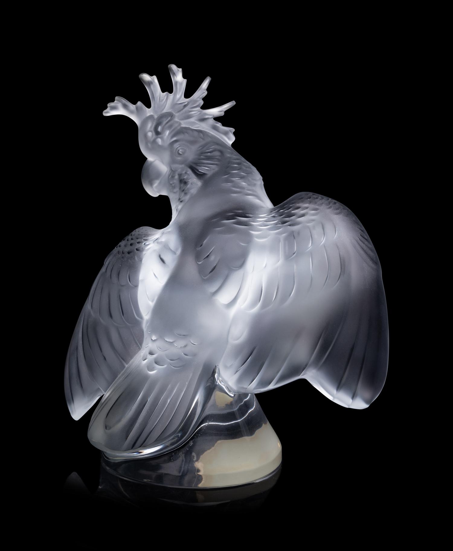 A Lalique Ara Cockatoo Sculpture