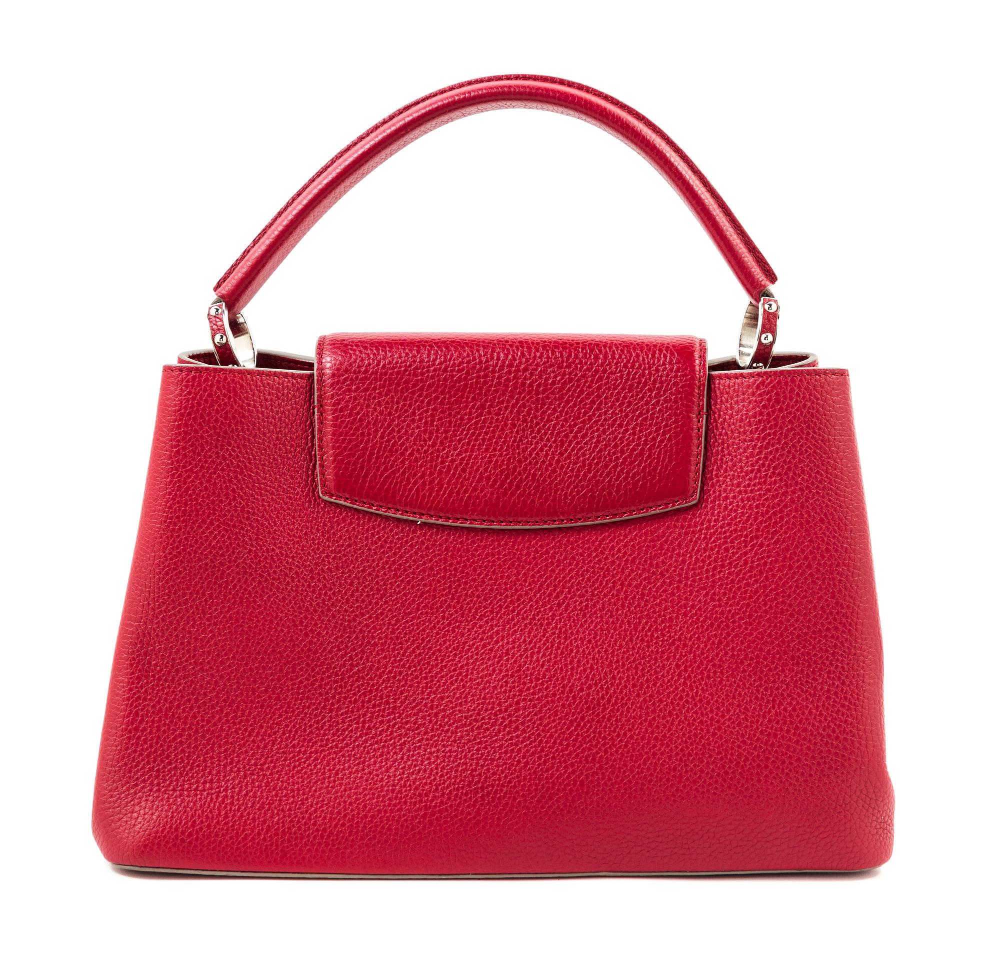 Louis Vuitton Red Taurillon Capucines MM Handbag, 14" x 9" x 5.5"; Handle drop: 5".