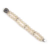 Cultured Pearl, Diamond, and Sapphire Bracelet