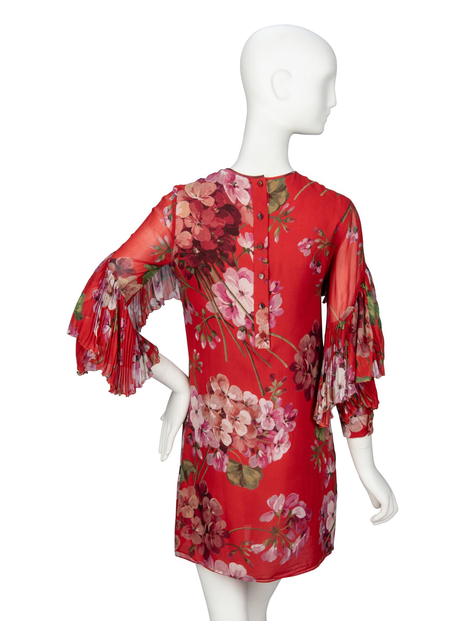 GUCCI, FLORAL-PRINT SILK MINIDRESS