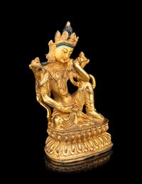 A Sino-Tibetan Gilt Bronze Figure of a Seated Tara