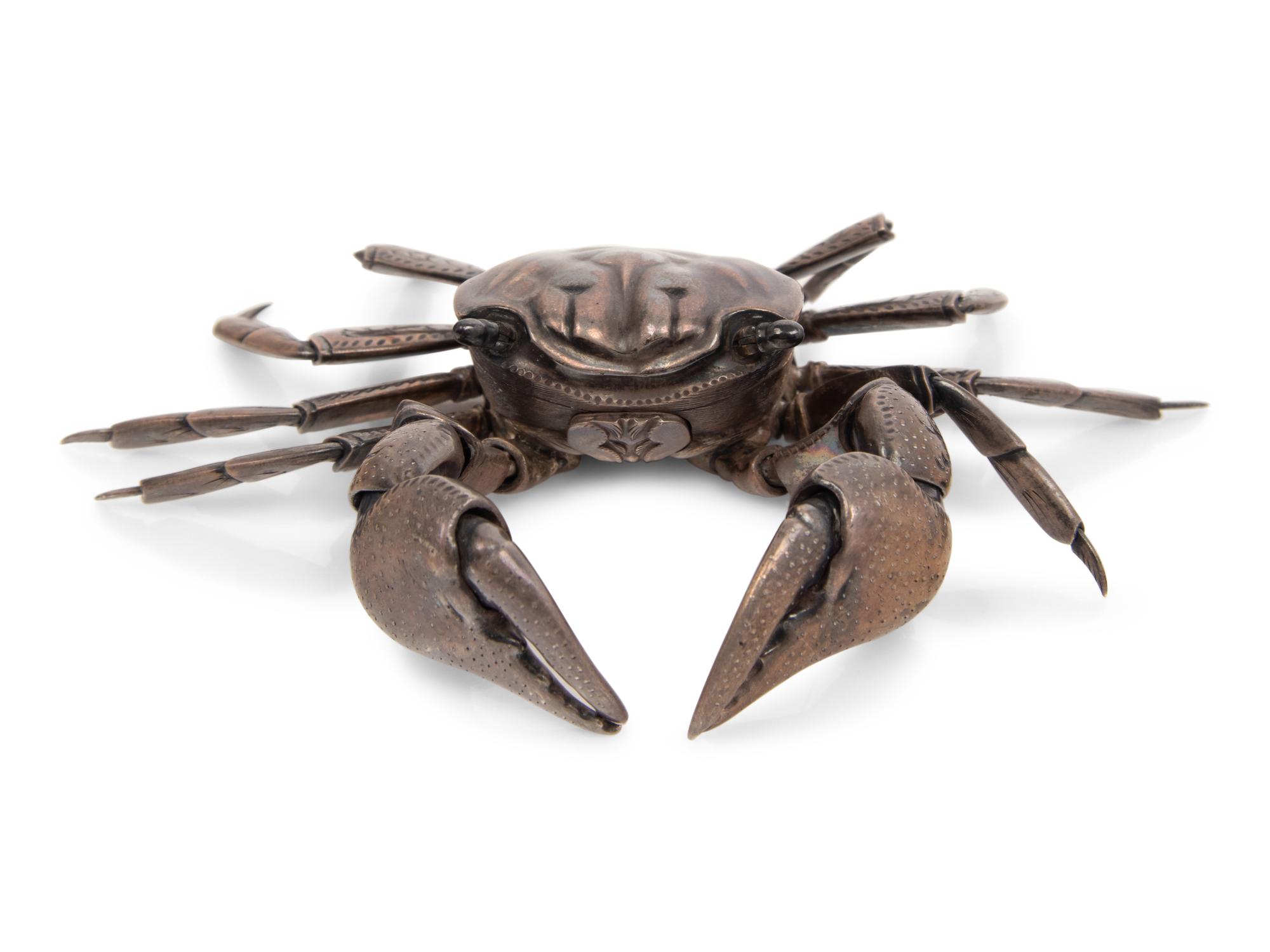 A Japanese Silver Articulated Model of a Crab