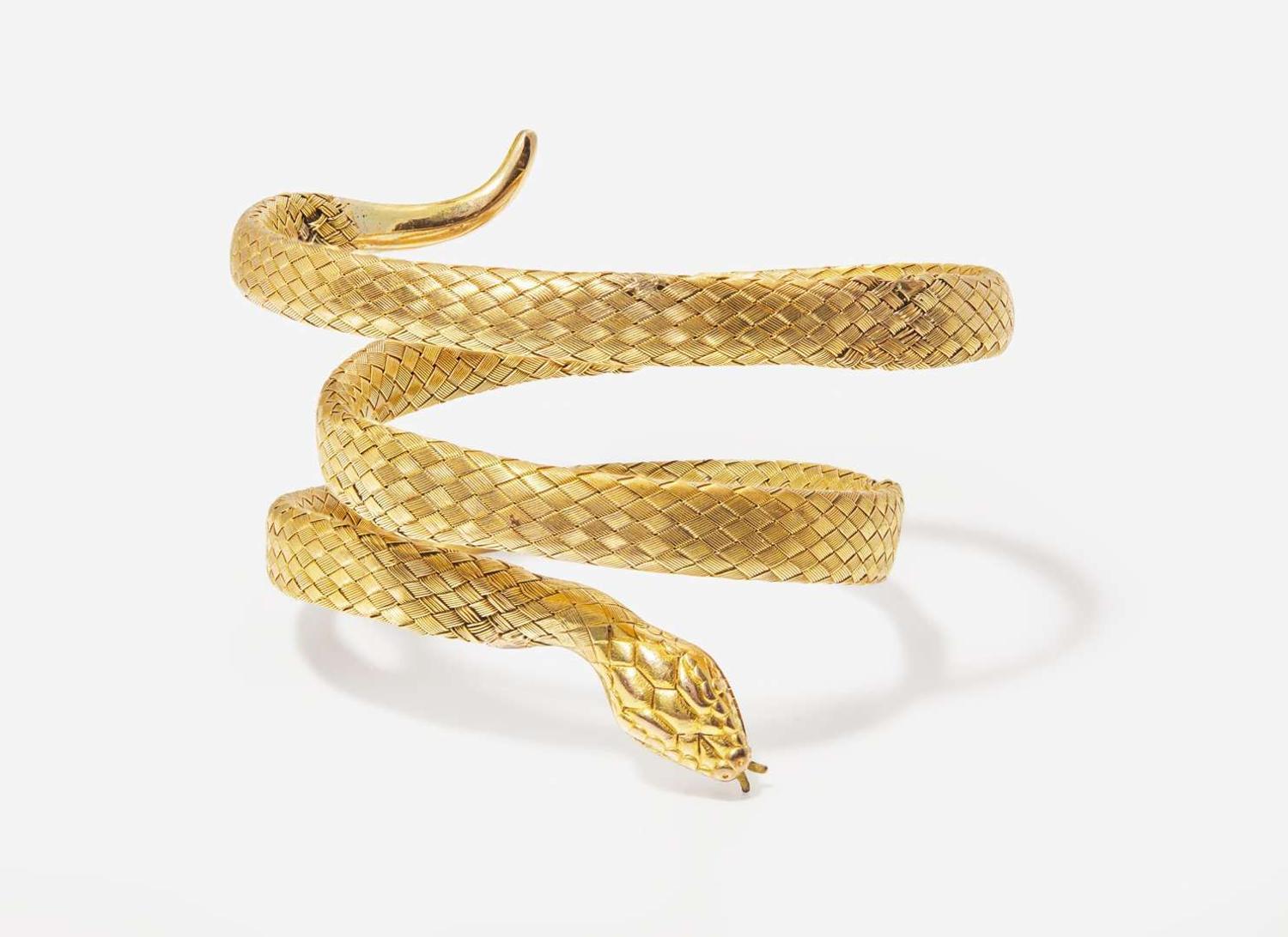 An 18K Yellow Gold Snake Bracelet