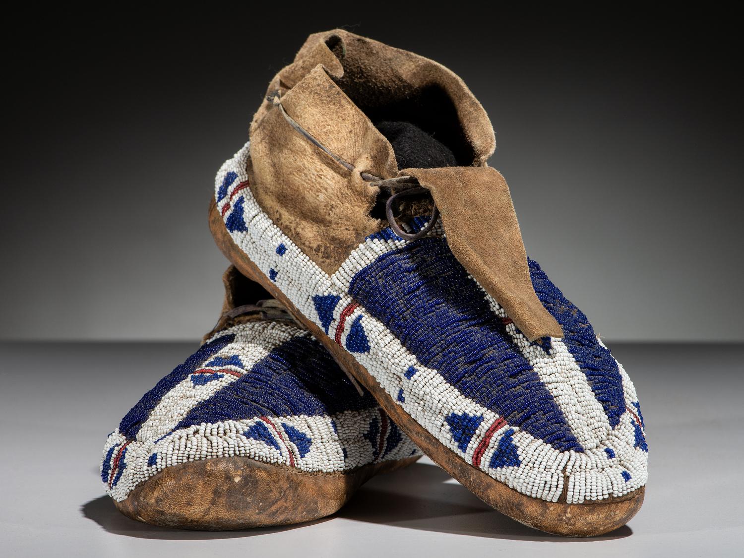 Ute Beaded Buffalo Hide Moccasins