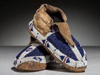 Ute Beaded Buffalo Hide Moccasins