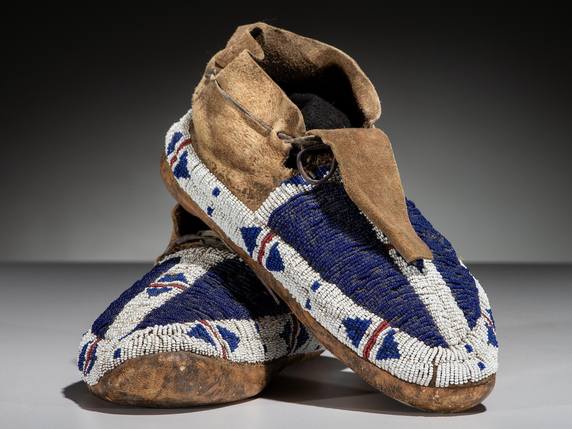 Ute Beaded Buffalo Hide Moccasins
