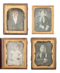 [EARLY PHOTOGRAPHY]. 12 quarter plate daguerreotypes of women wearing bonnets or hats.
