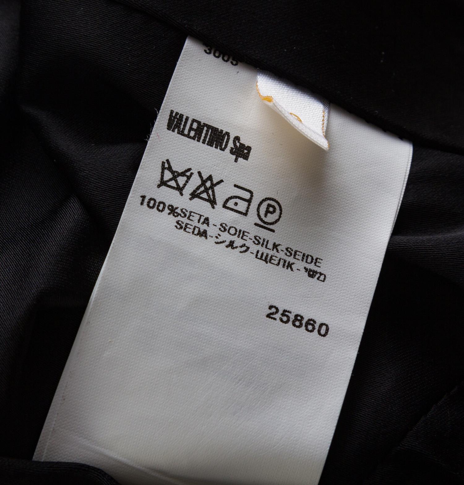 A Valentino Black Raw Silk Evening Skirt Suit, Skirt size 12; Jacket size 12.