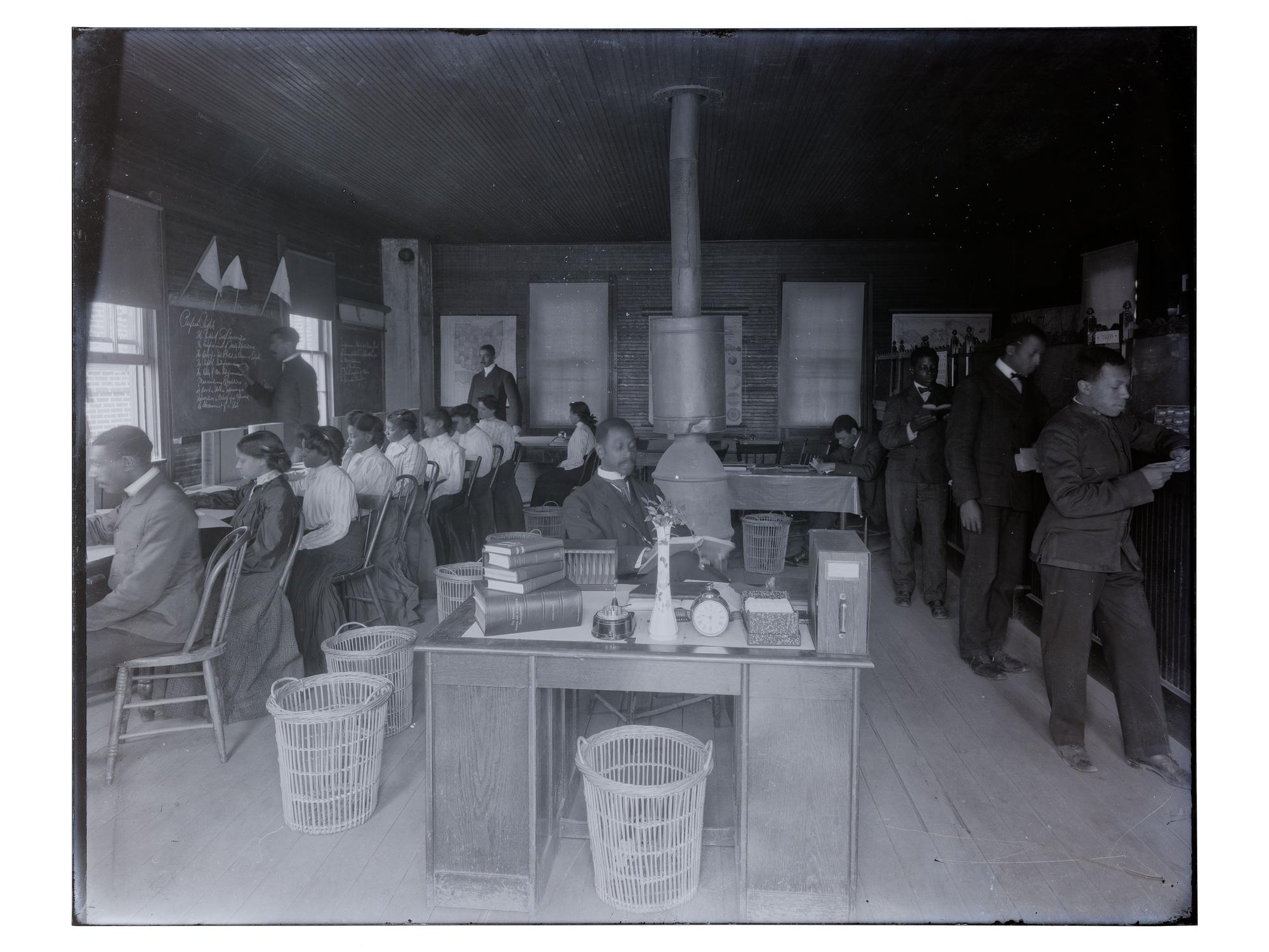 [EDUCATION]. 10 large format glass negatives featuring students at Wilberforce University.