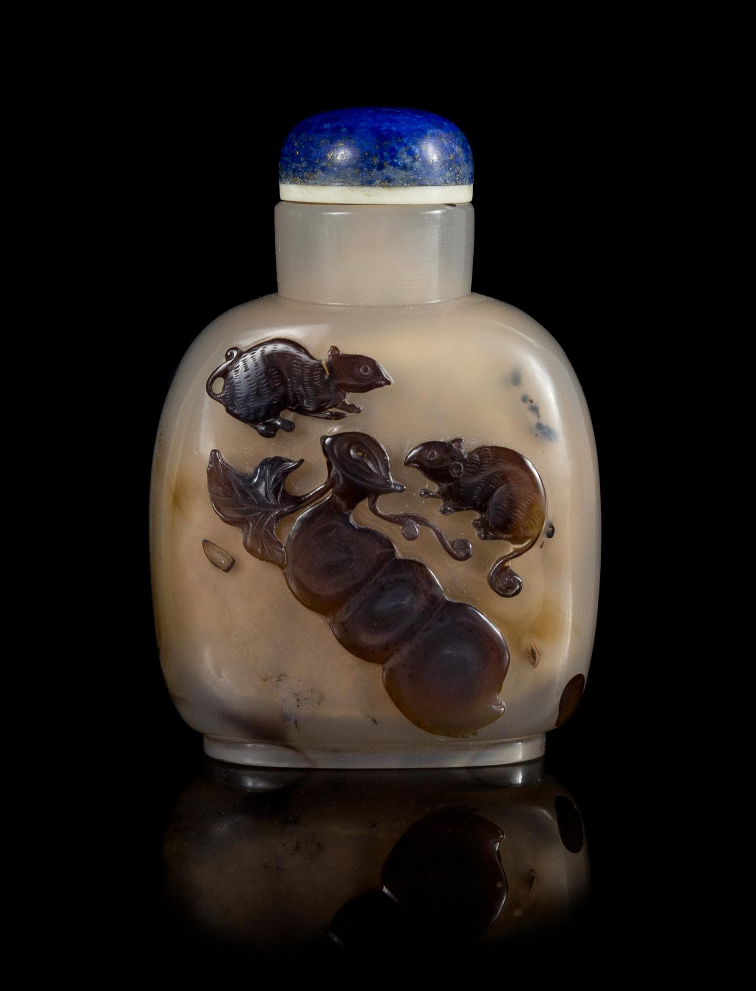 A Shadow Agate Snuff Bottle Height 2 3/4 inches.