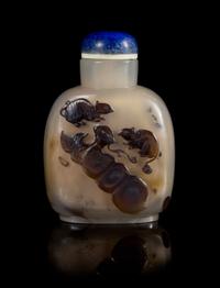 A Shadow Agate Snuff Bottle Height 2 3/4 inches.