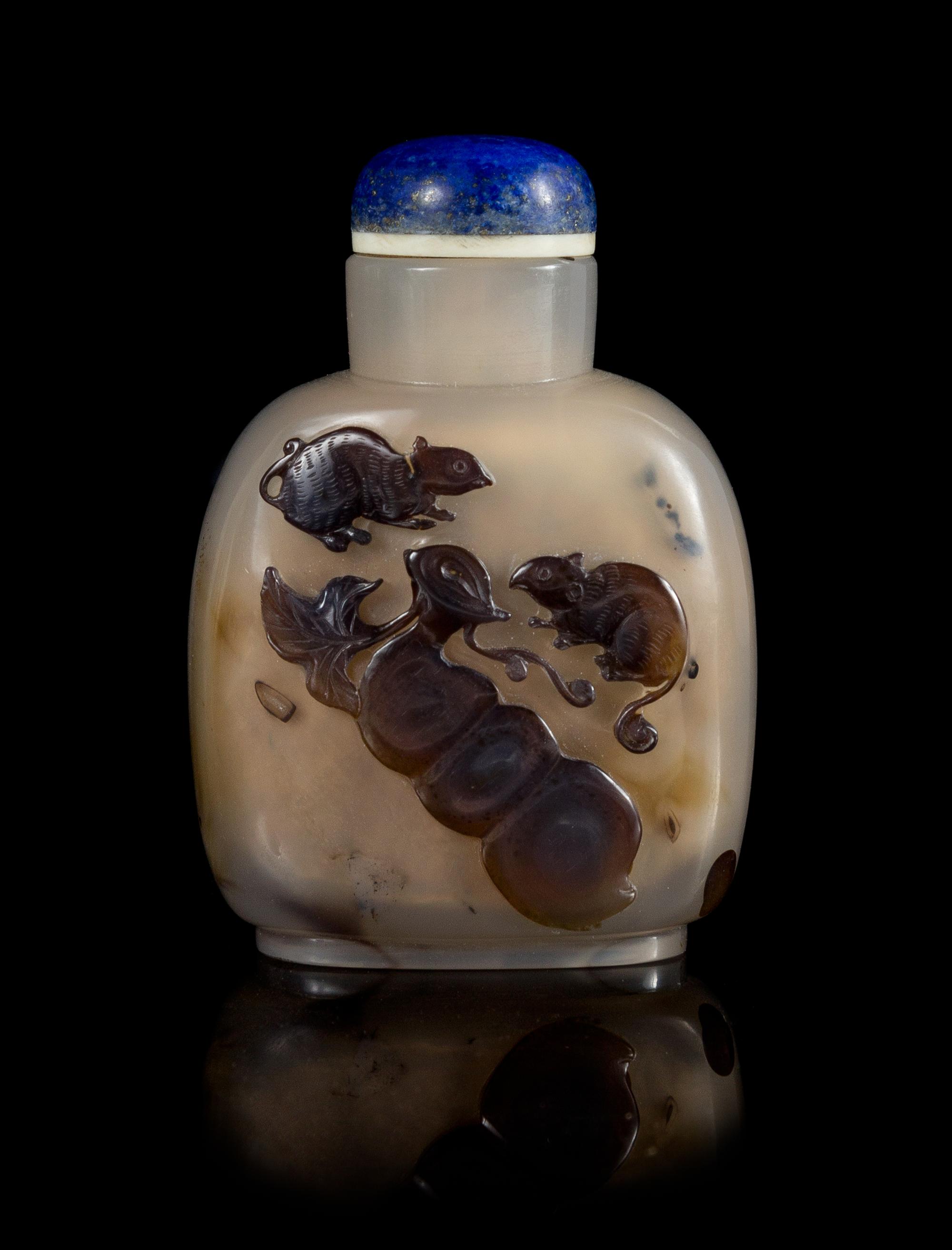 A Shadow Agate Snuff Bottle Height 2 3/4 inches.