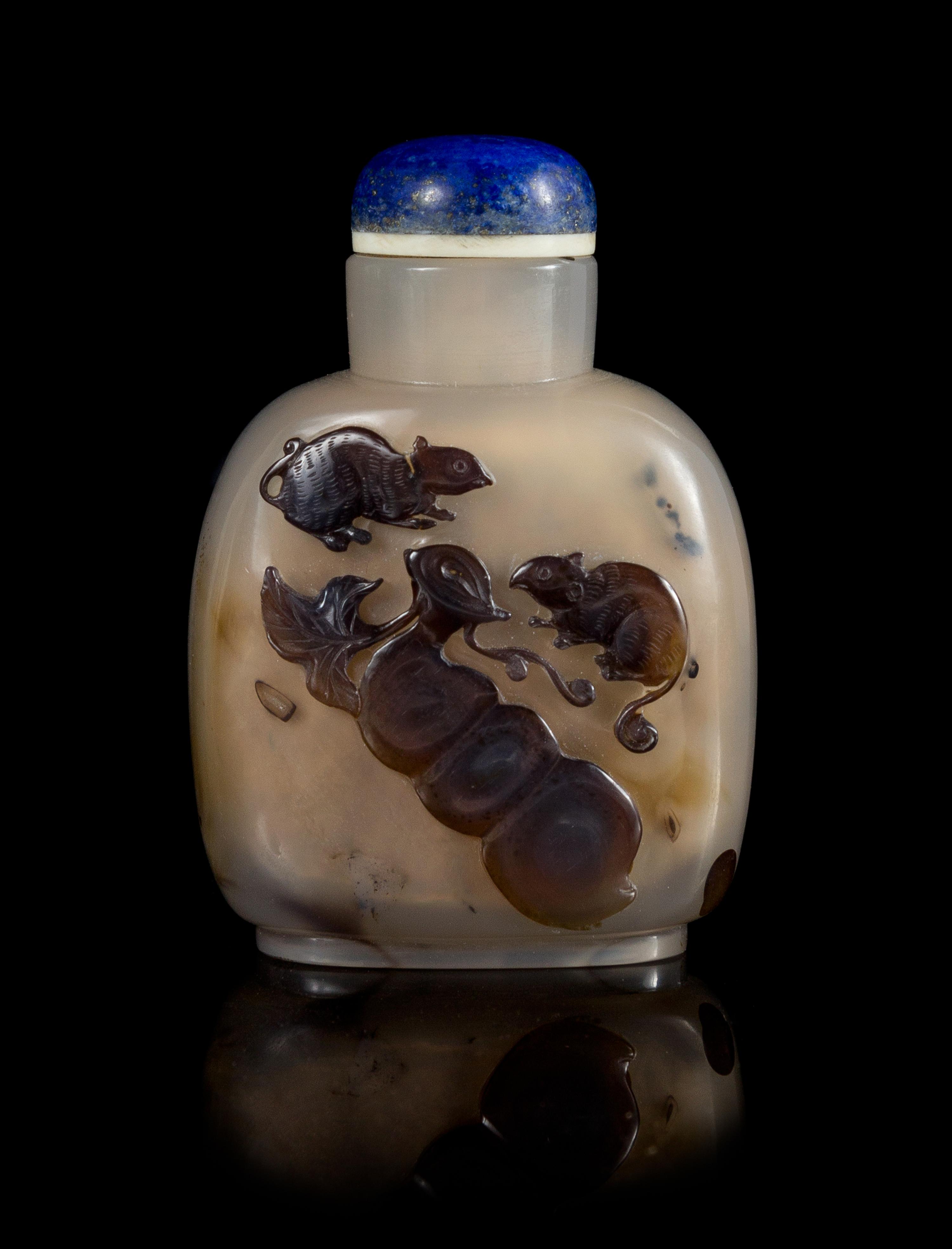A Shadow Agate Snuff Bottle Height 2 3/4 inches.