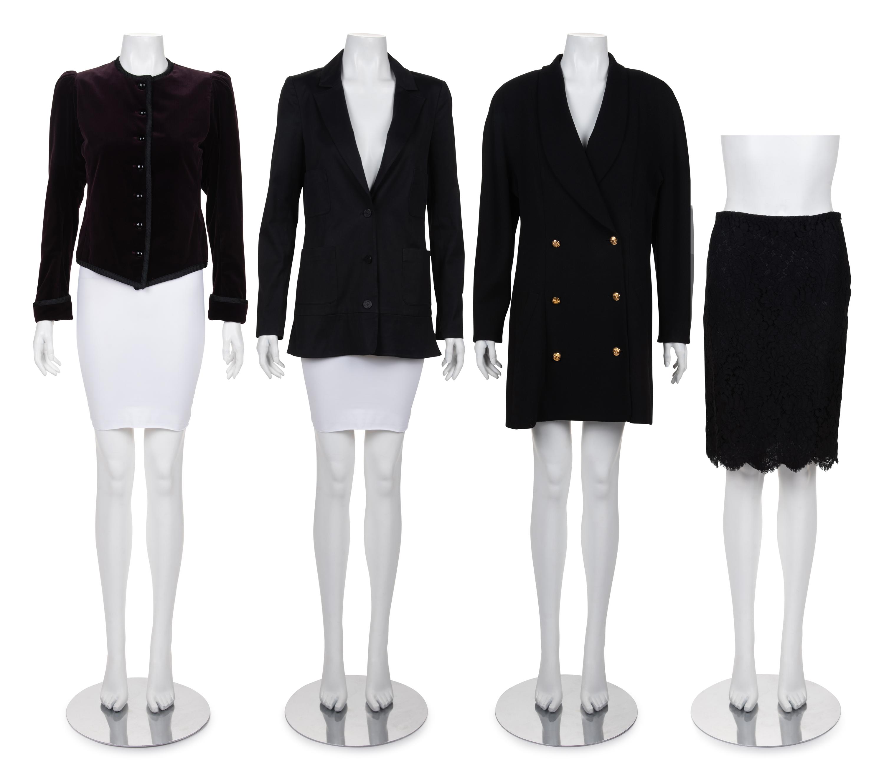 Four Designer Items: Two Chanel Jackets, One Chanel Skirt, and One Yves Saint Laurent Jacket