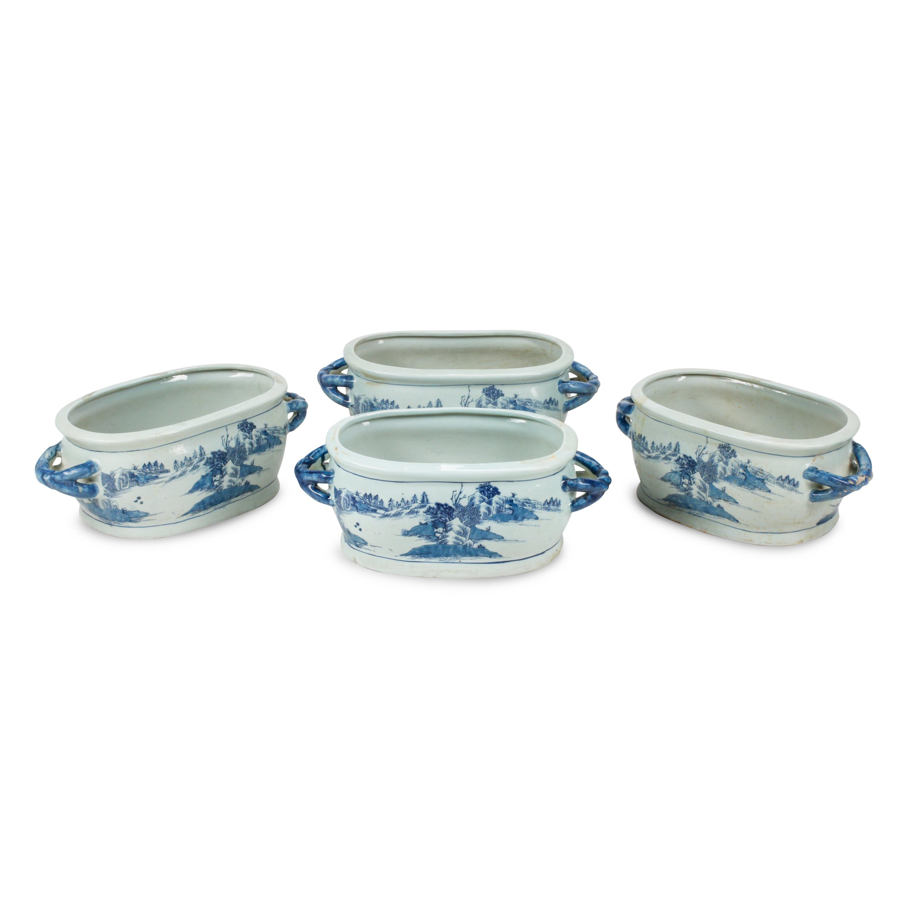 A Set of Four Chinese Export Porcelain Jardinières