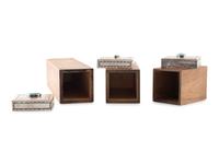 Stepped Wooden Sculptures, with Stamped Sterling Silver and Turquoise Lids