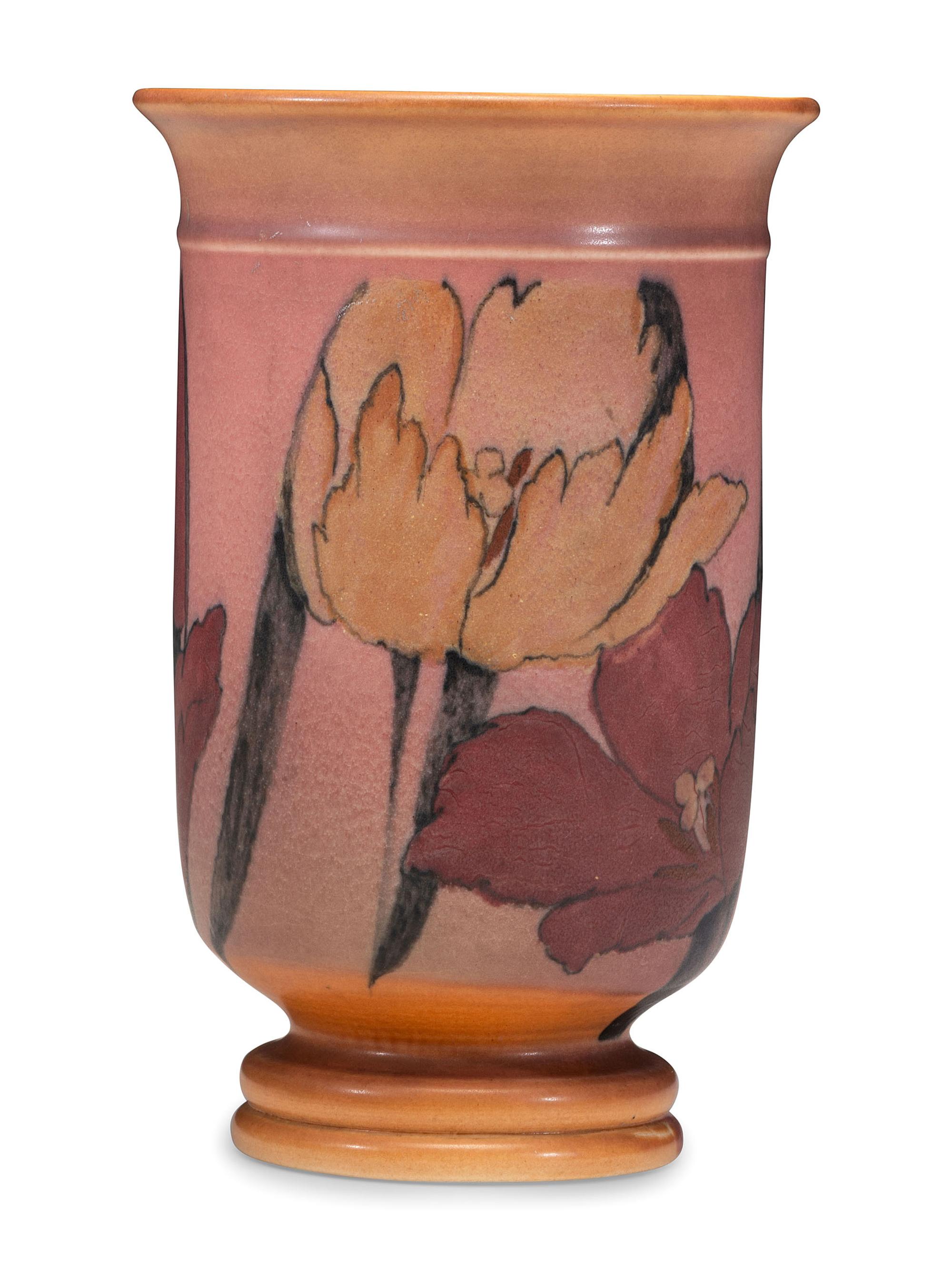 A Kataro Shirayamadani for Rookwood Pottery Floral Vellum Vase