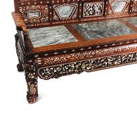 A Chinese Mother-of-Pearl Inlaid Rosewood Settee and a Low Table