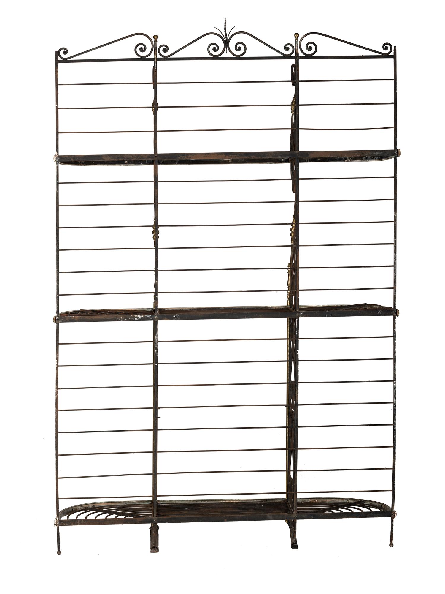 A Damerval Freres Cast Iron and Brass Baker's Rack