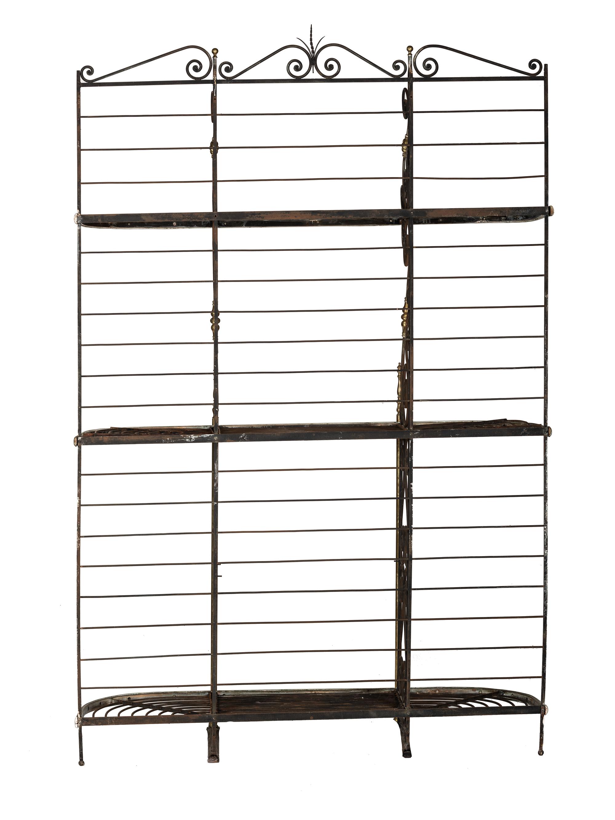 A Damerval Freres Cast Iron and Brass Baker's Rack