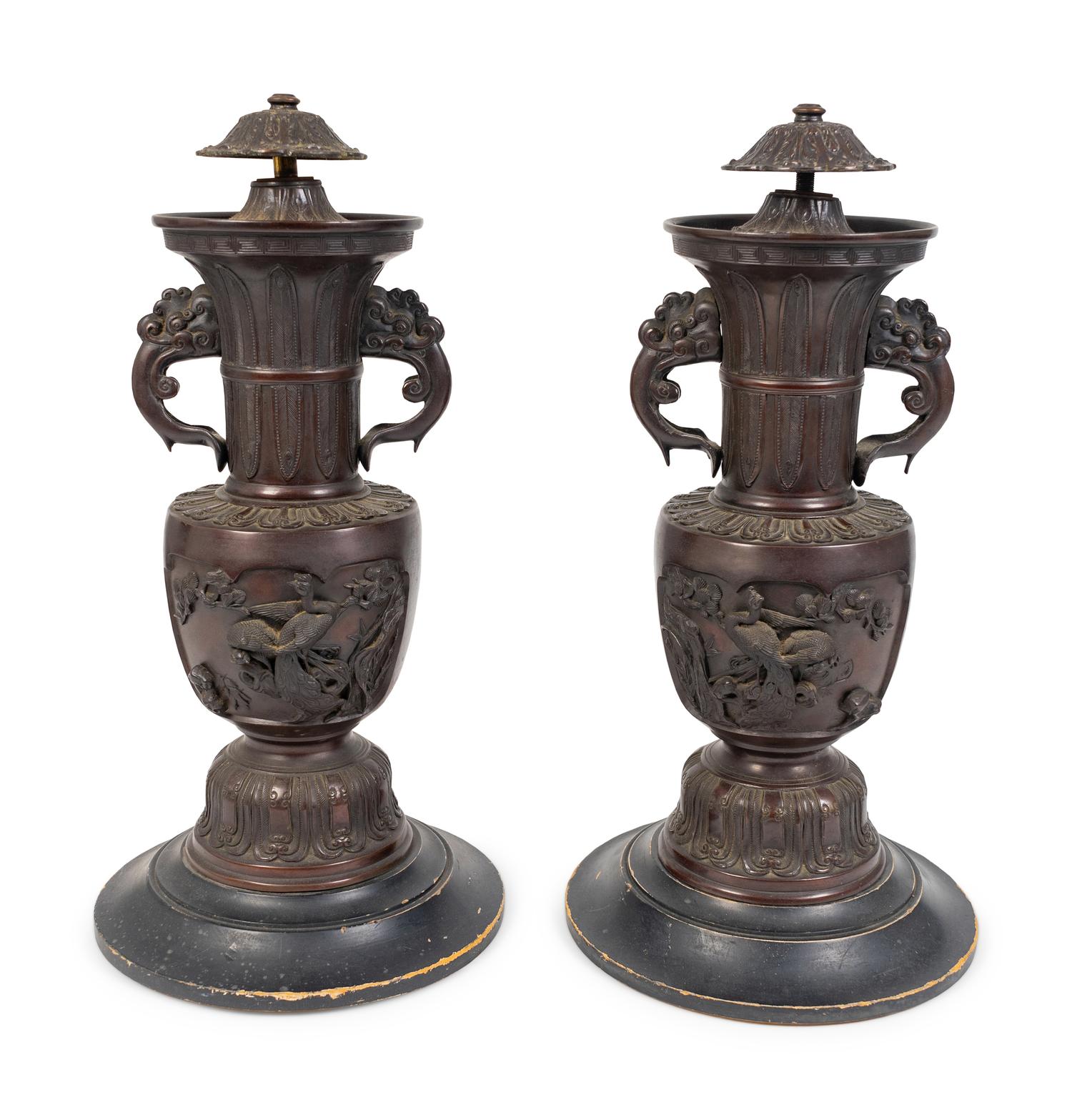 A Pair of Chinese Bronze Vases