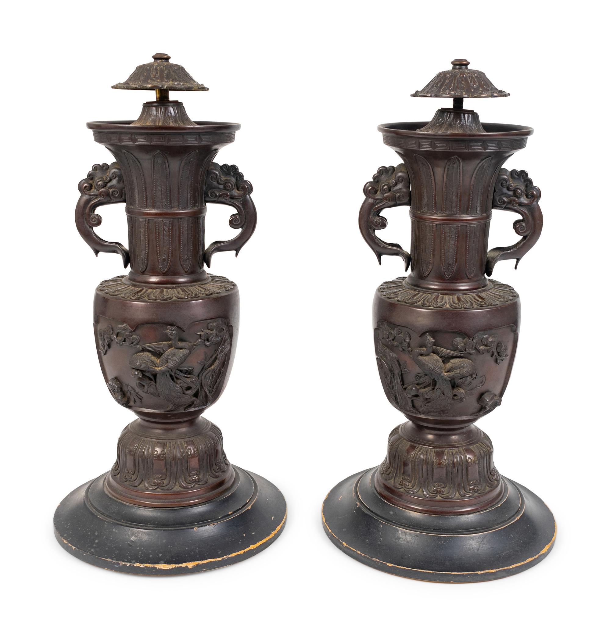 A Pair of Chinese Bronze Vases