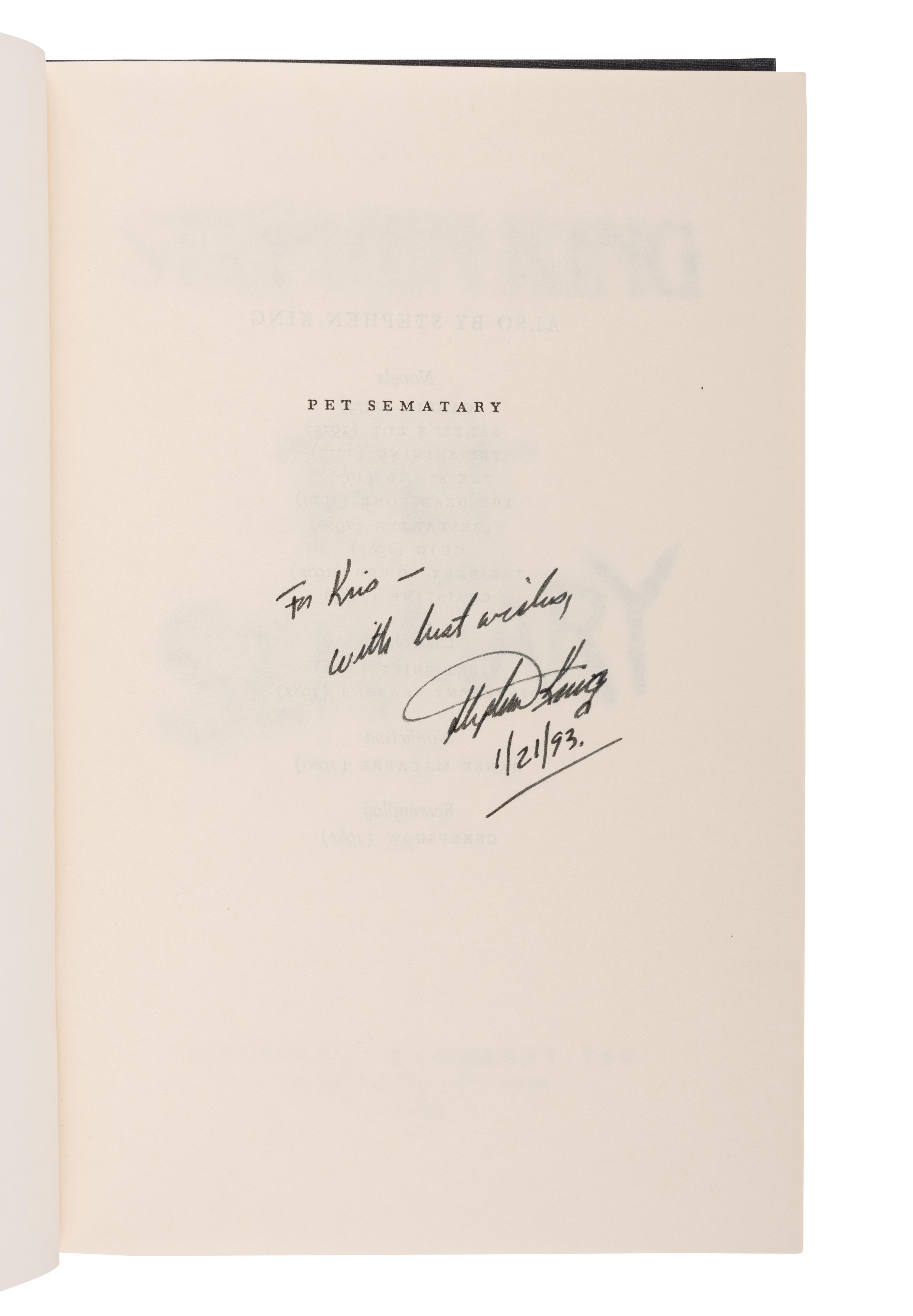 KING, Stephen (b. 1947). Pet Sematary. Garden City: Doubleday & Company, Inc., 1983.