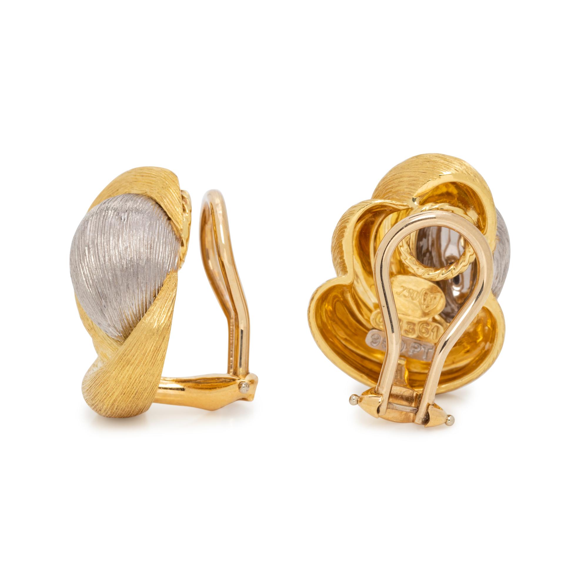HENRY DUNAY, BICOLOR GOLD EARCLIPS