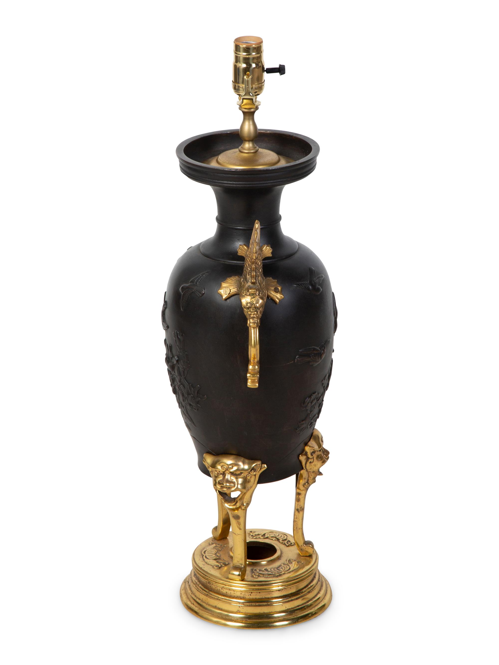 A Chinoiserie Decorated and Gilt Bronze Mounted Urn — 19TH CENTURY