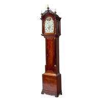 A Federal Brass-Mounted, Inlaid and Pierced Mahogany Tall Case Clock