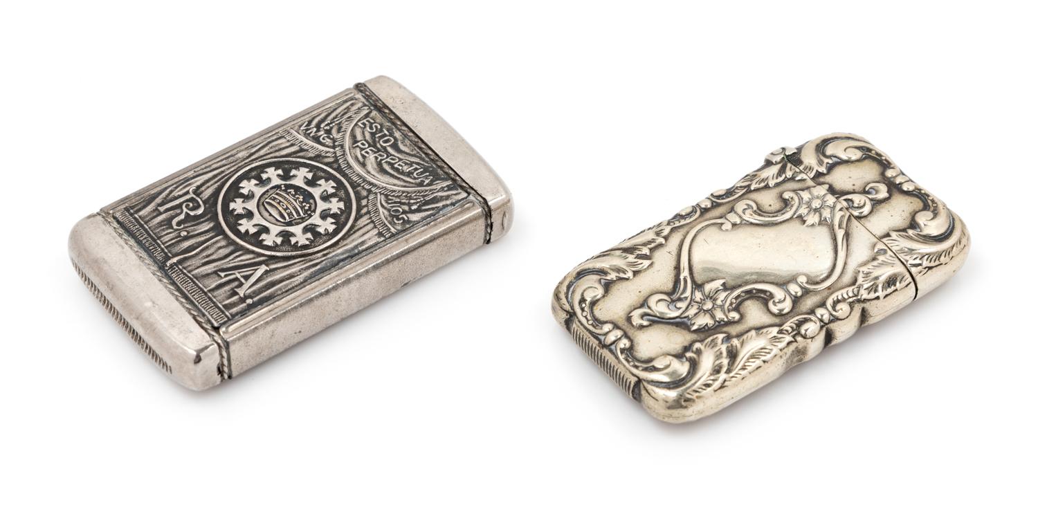 Two Mixed Metal Match Safes Height 2 3/4 inches. — LATE 19TH/EARLY 20TH CENTURY