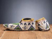Sioux Fully Beaded Buffalo Hide Moccasins